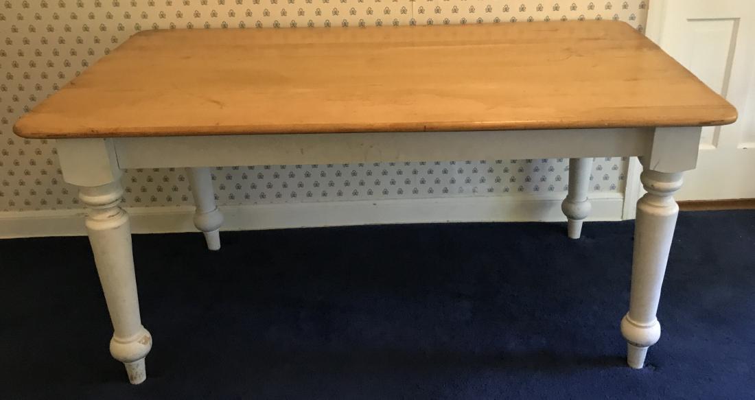 Pine Wood & White Painted Country Style Farm Table (1 of 3)