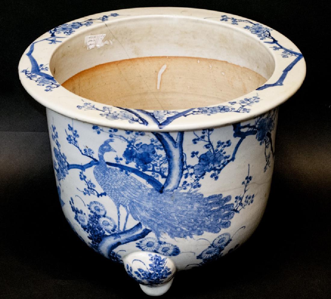 Lrge Blue + White Chinese Porcelain Footed Planter (1 of 5)