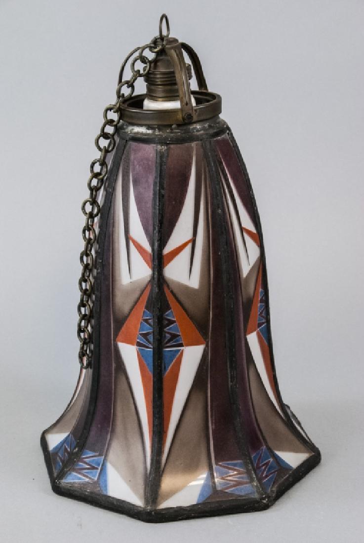 Art Deco Painted Glass Pendant Lamp Shade (1 of 8)