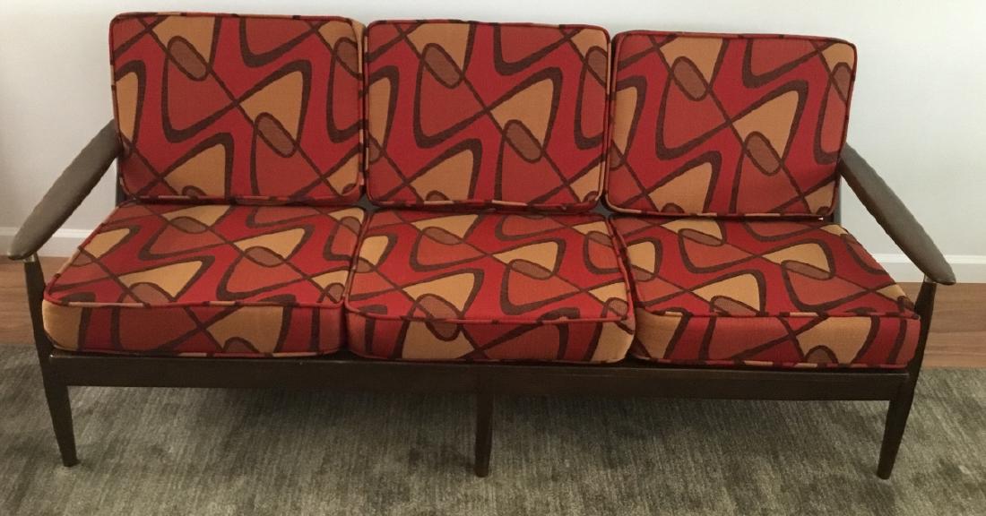Mid C Modern Danish Style Abstract Fabric Sofa (1 of 5)