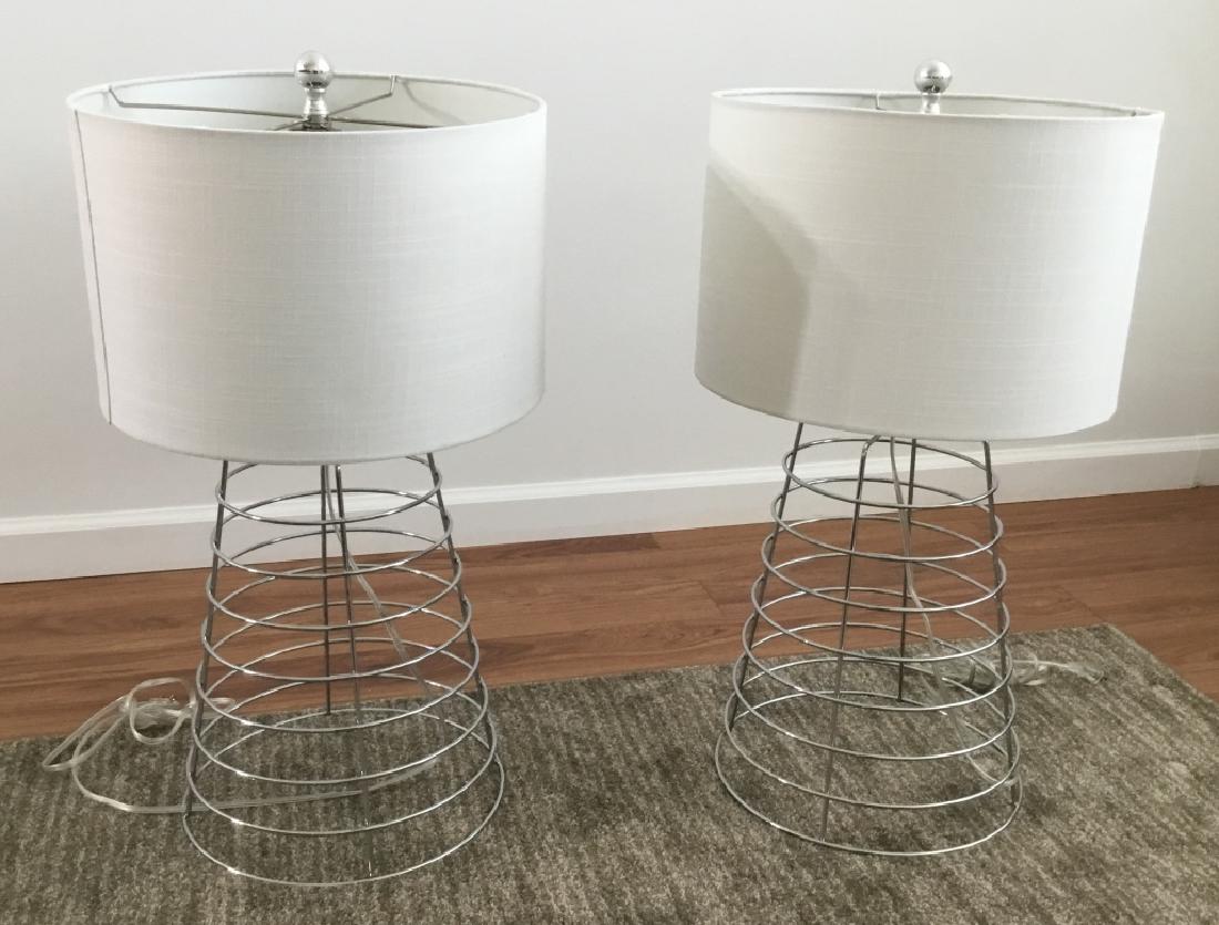 Pair Modernist Sculptural Chrome Table Lamps (1 of 3)