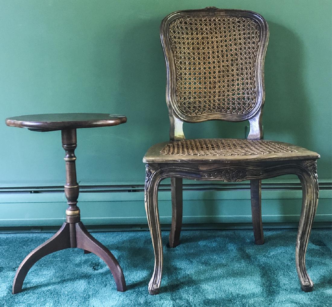 French Provincial Caned Side Chair W Tea Table (1 of 8)