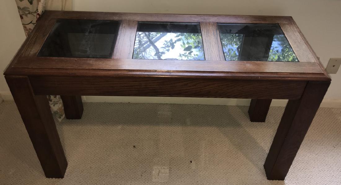 Contemporary Carved Wood & Glass Console Table (1 of 2)