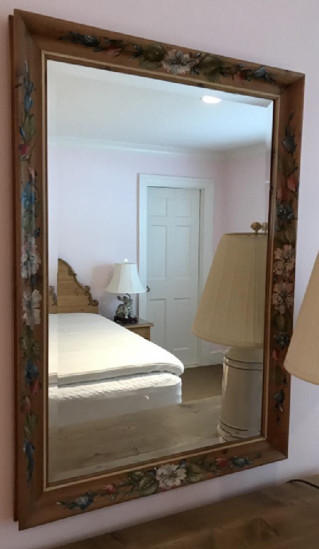Hand Painted Floral Motif Carved Pine Wall Mirror (1 of 3)