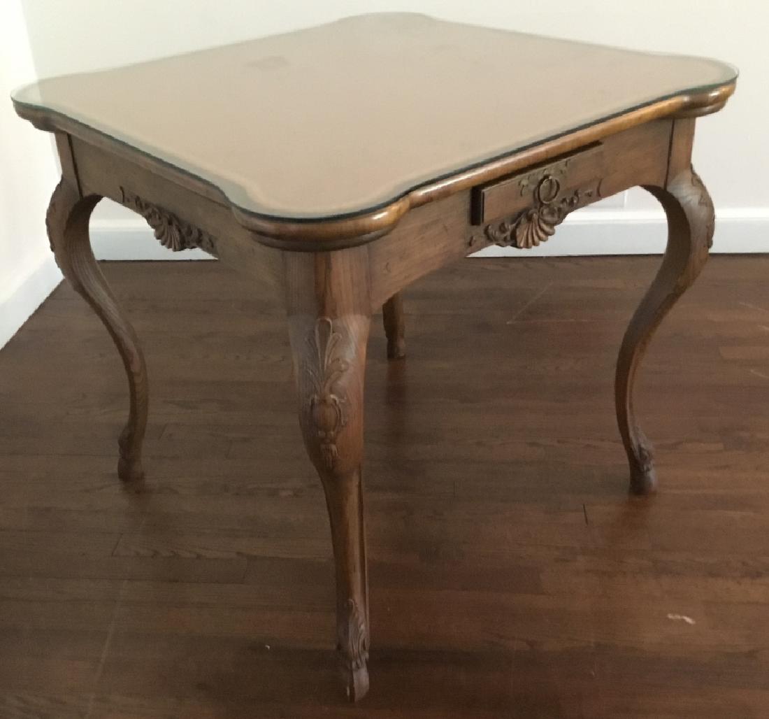 Louis XV Style Card Table W Glass Top (1 of 5)