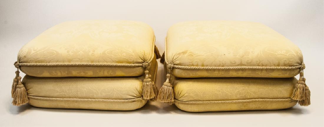 Pair Silk Damask Square Double Cushion Poufs (1 of 7)