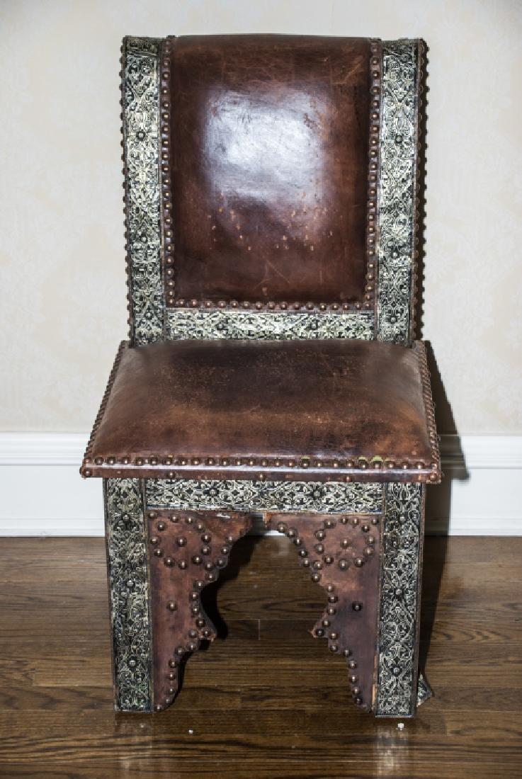Vintage Moroccan Style Leather Side Chair (1 of 6)
