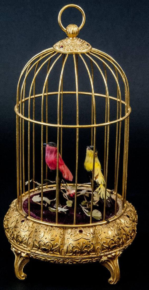 Vintage Animated Gilded Bronze Musical Bird Cage (1 of 8)