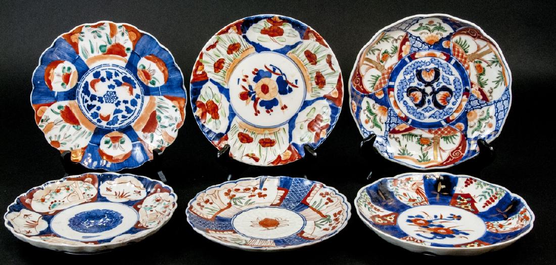 6 19th C Japanese Imari Porcelain Plates / Dishes (1 of 8)