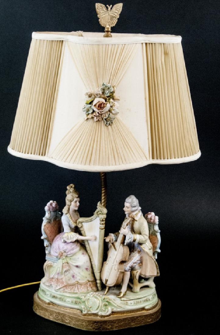French Rococo Style Porcelain Figural Table Lamp (1 of 9)