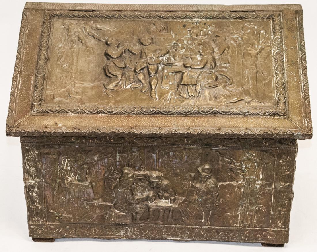 Antique Copper Repousse Storage / Scuttle Box (1 of 6)