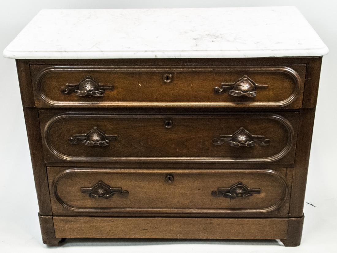 Antique American 19th C Marble Top Chest
