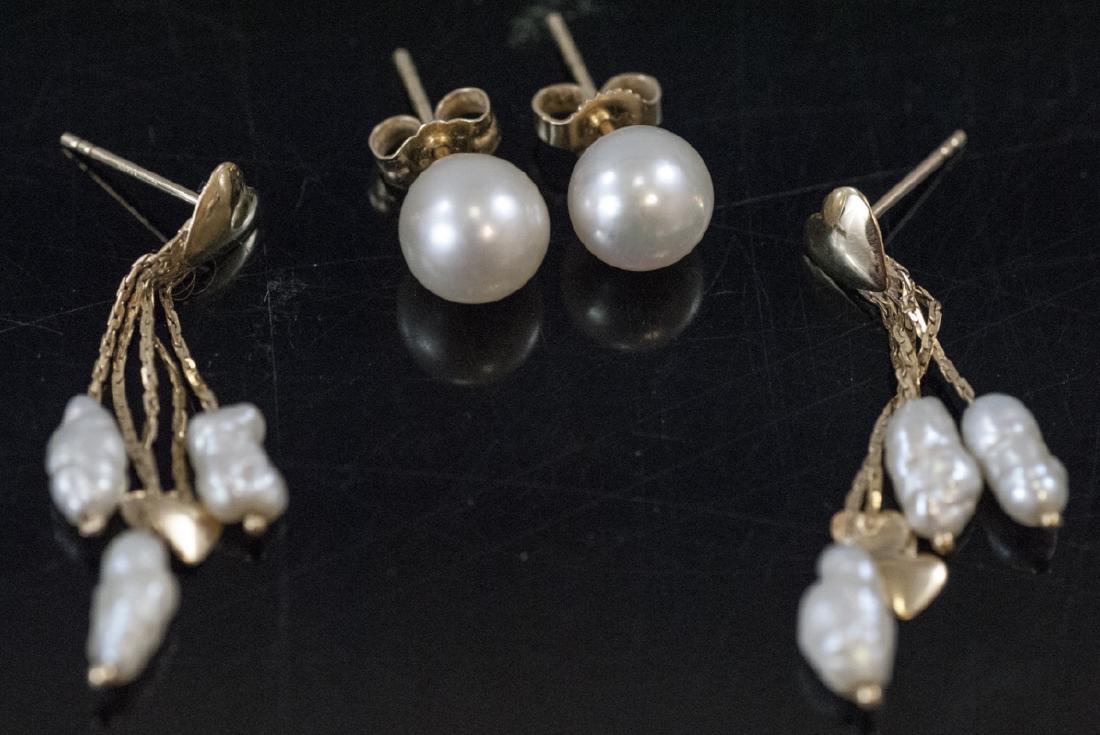Estate Two Pairs 14kt Yellow Gold & Pearl Earrings (1 of 5)