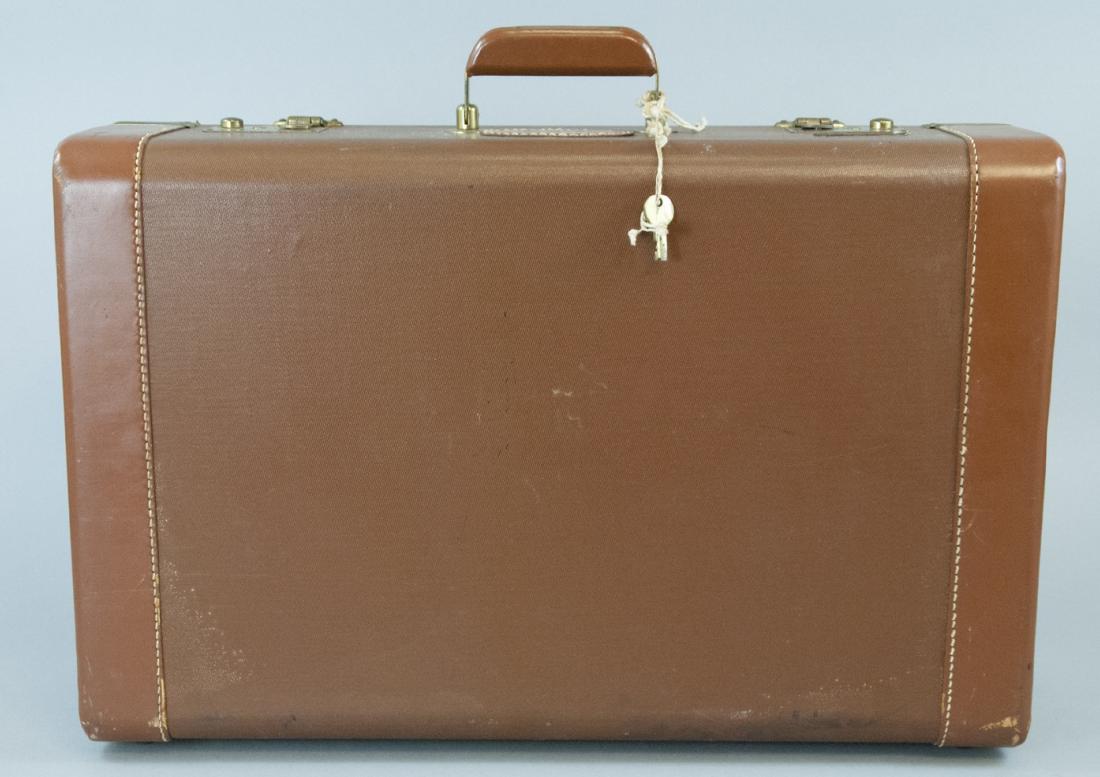 Mid Century Brown Leather Suitcase by White (1 of 8)