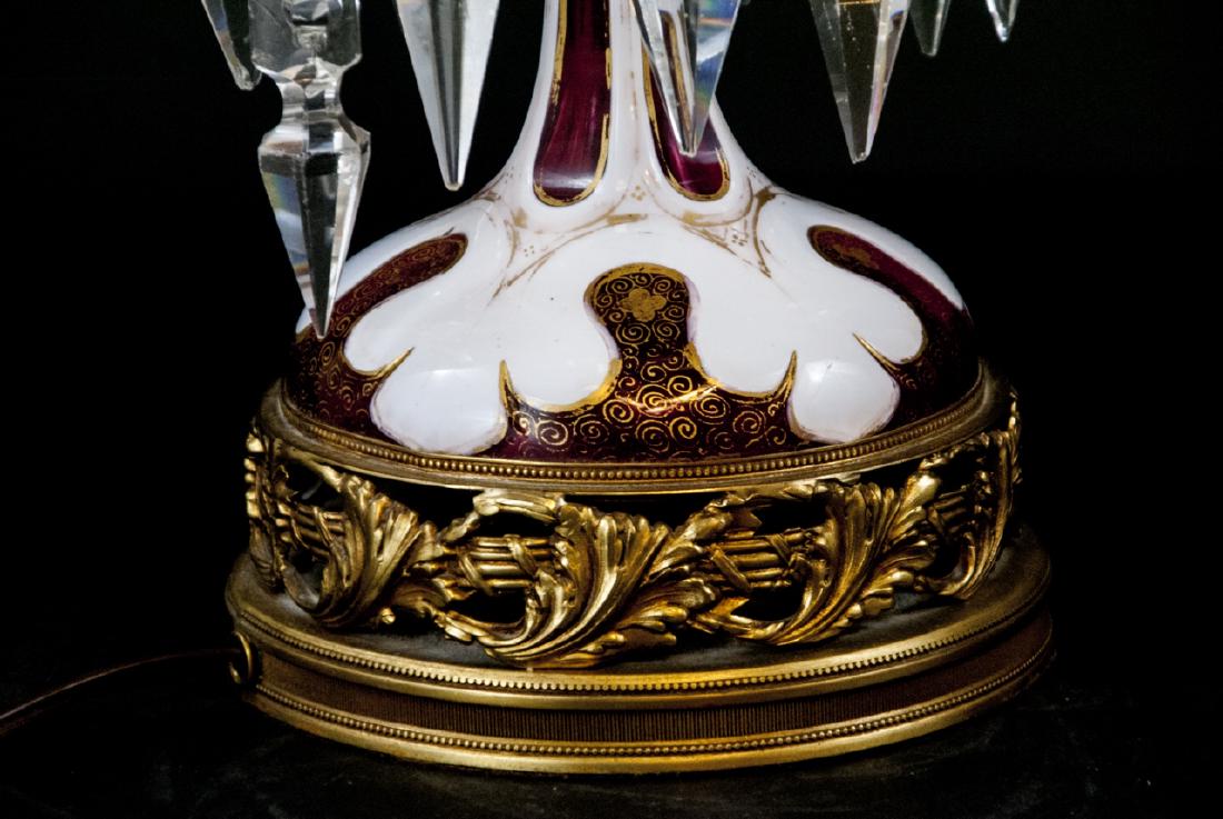 Moser Style Bohemian Cranberry Glass Lustre Lamp (1 of 2)