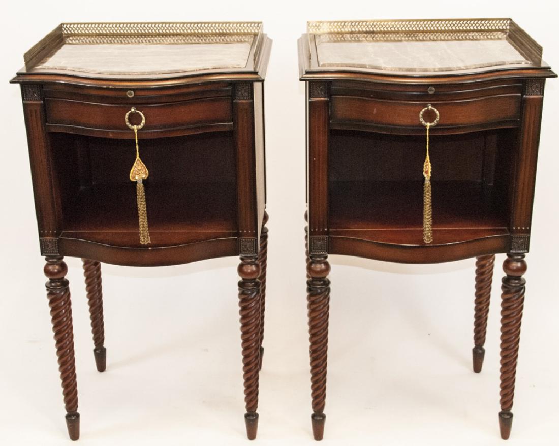 Pair Louis XVI Mahogany & Marble Top Night Stands (1 of 9)