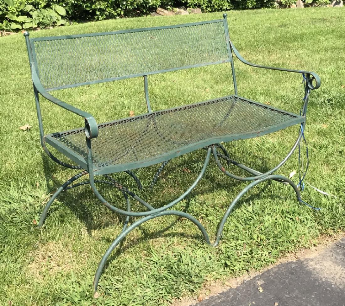 Vintage Garden Mesh Metal Bench / Settee: Vintage Garden Mesh Metal Bench / Settee. Outdoor metal bench. Measures 31 x 39 x 17 inches.