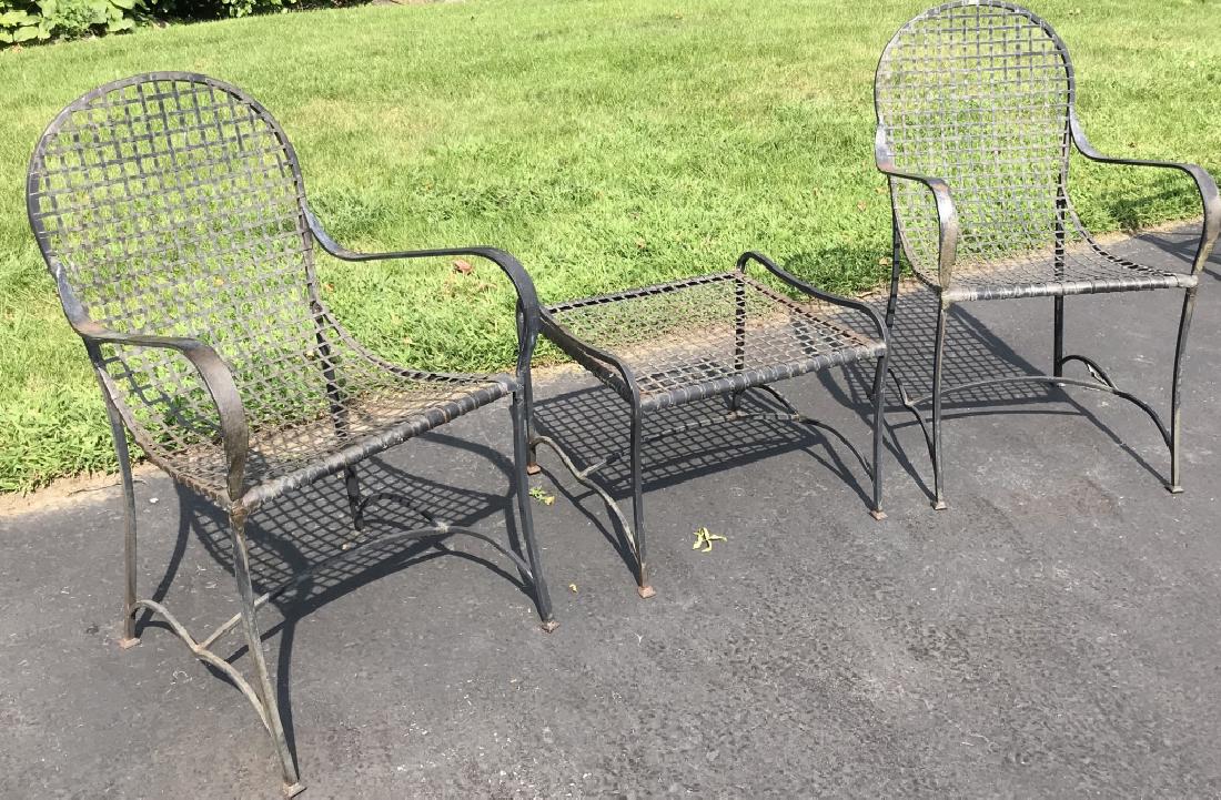 Pair of Outdoor Wire Metal Armchairs & End Table (1 of 3)