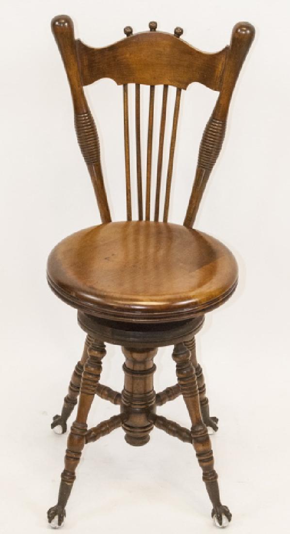 Antique Victorian Piano Stool W Ball & Claw Feet (1 of 5)