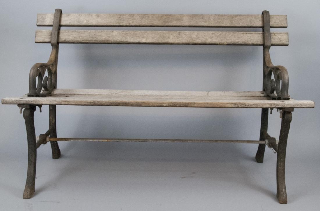 Vtg Child Size Wrought Iron & Wooden Outdoor Bench (1 of 6)
