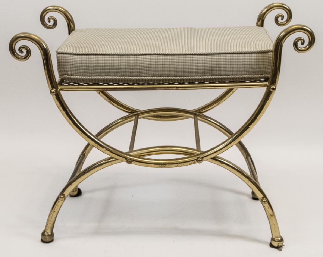 Mid C Modern Brass Footstool W Scroll Motif (1 of 4)