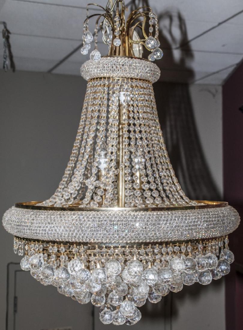 Hollywood Regency Caged Crystal Large Chandelier (1 of 5)