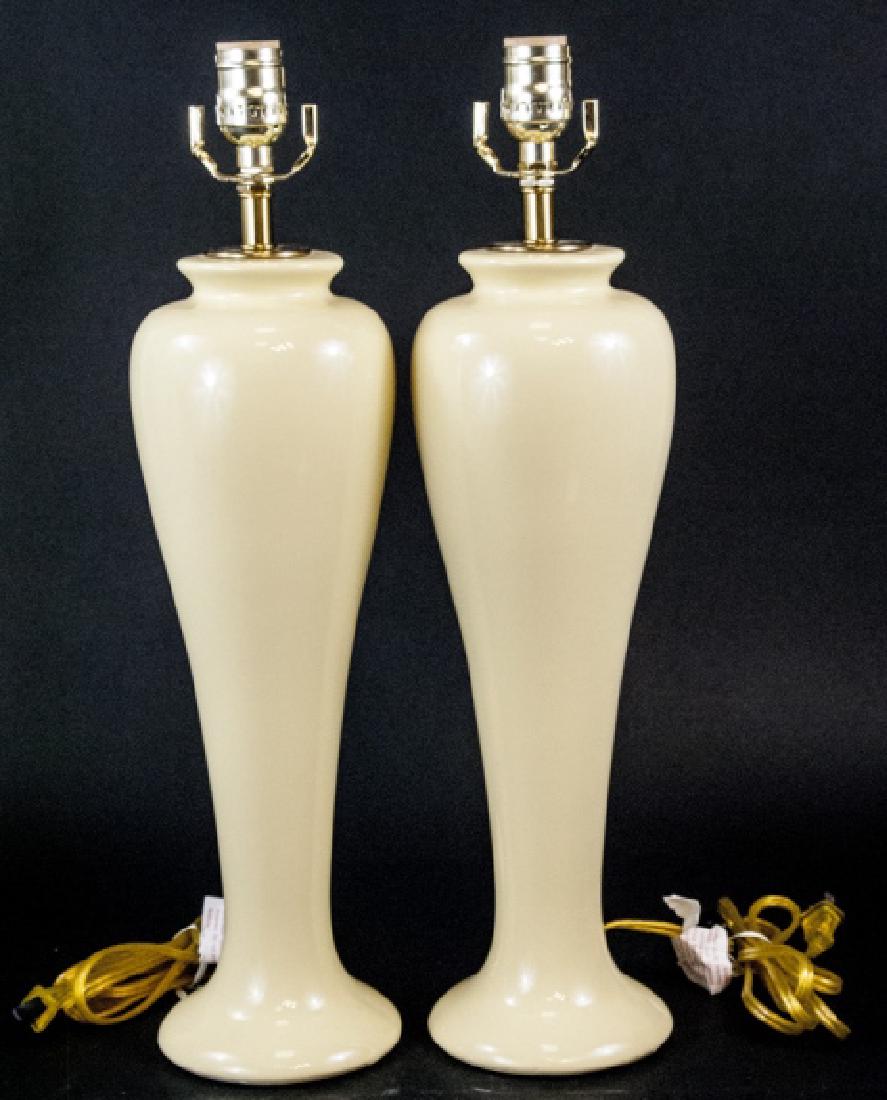 Pair Vintage Yellow Ceramic Table Lamps (1 of 5)