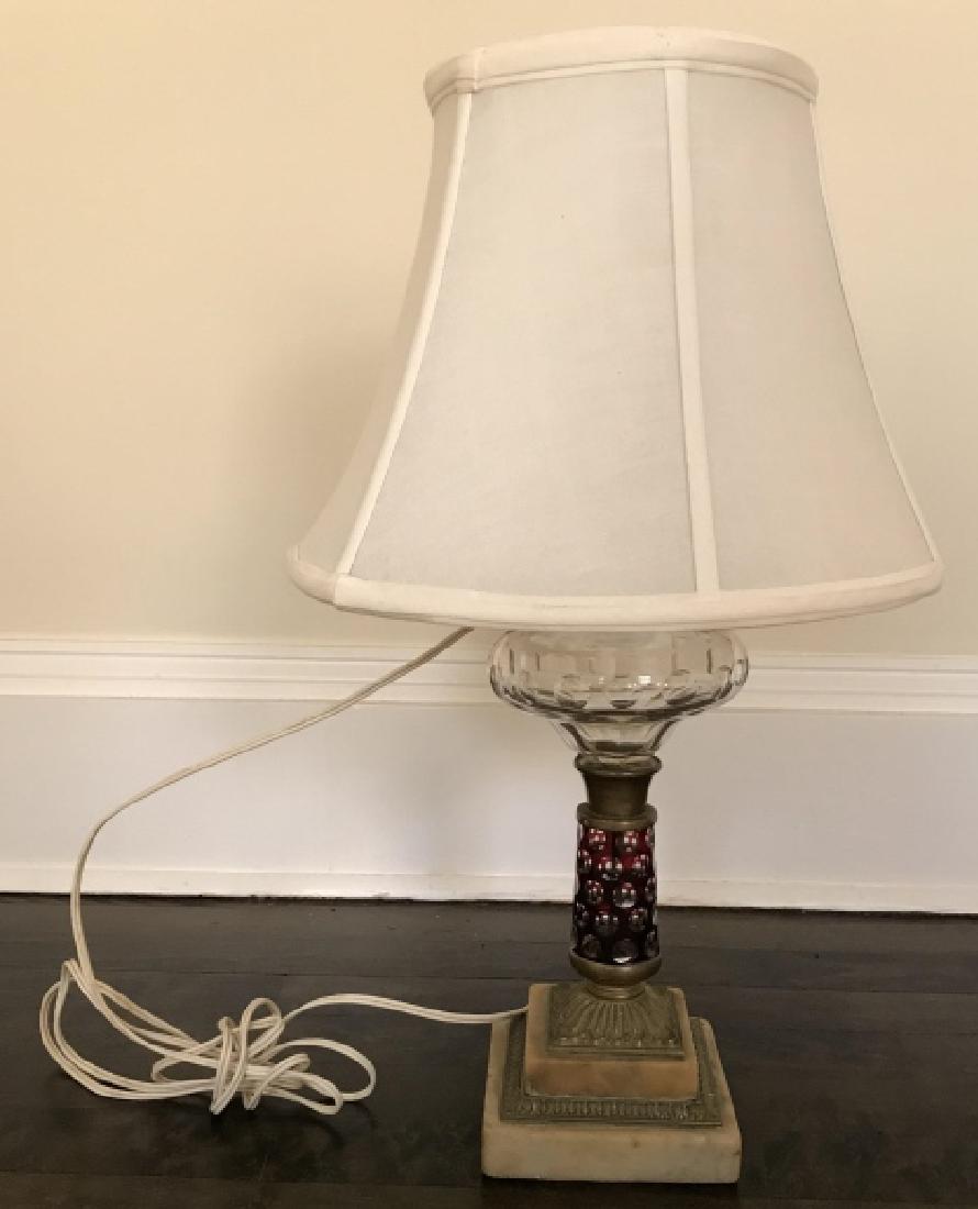 Antique Bohemian Cranberry Glass Table Lamp (1 of 3)