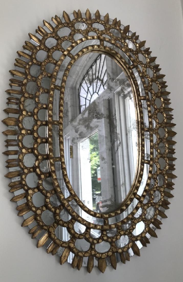 Hollywood Regency Style Gilt Faceted Mirror (1 of 5)