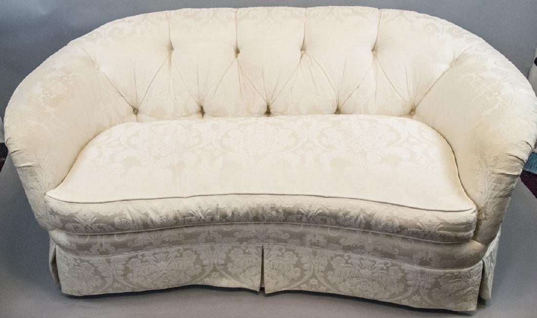 Sherrill Furniture Company Matelasse Parlor Couch: Sherrill Furniture Company Matelasse Parlor Couch. Matelasse parlor couch by Sherrill Furniture Company, Hickory North Carolina. Features tufted detail. 32 inches x 67 inches x 42 inches.