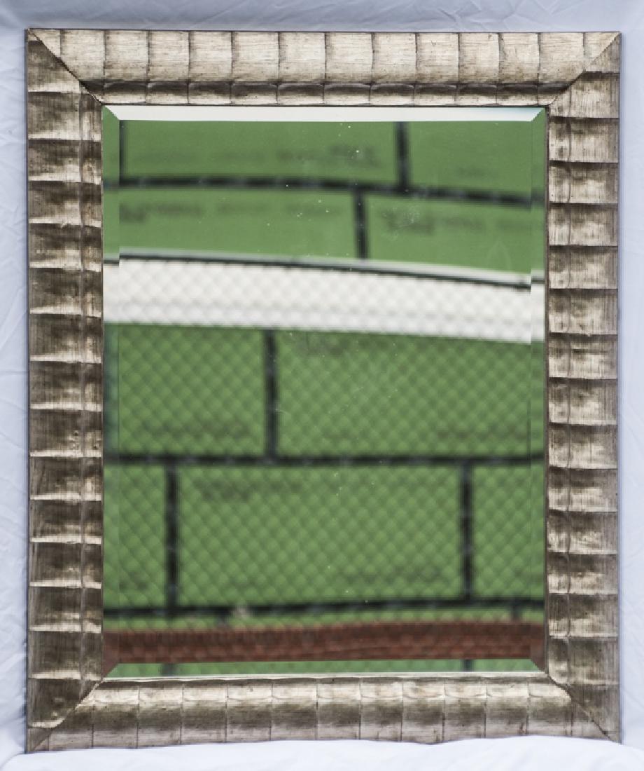 Contemporary Pewter Toned Beveled Mirror (1 of 5)