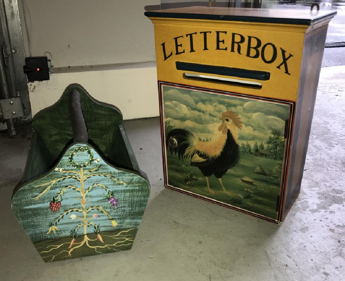 Decorative Items - Painted Mail Box & Cutlery Tray (1 of 2)