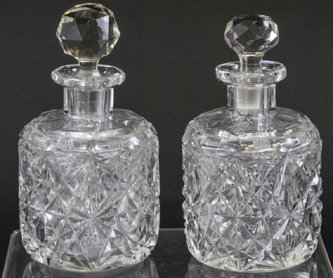 Pair Antique Brilliant Cut Crystal Perfume Bottles (1 of 6)
