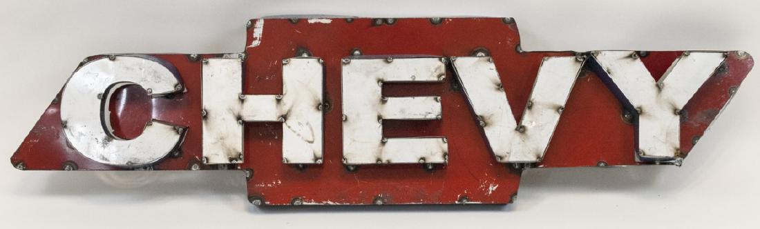 Vintage Retro Sheet Metal Chevy / Auto Sign (1 of 6)