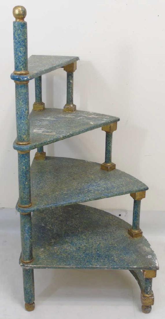 4 Step Hand Sponge-Painted Spiral Display Shelf (1 of 3)