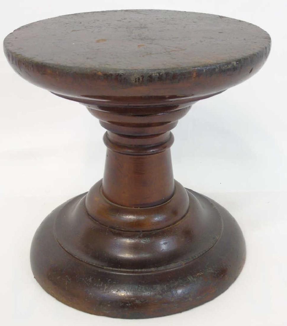 Vintage Turned Wood Pedestal Stool or Small Table (1 of 3)