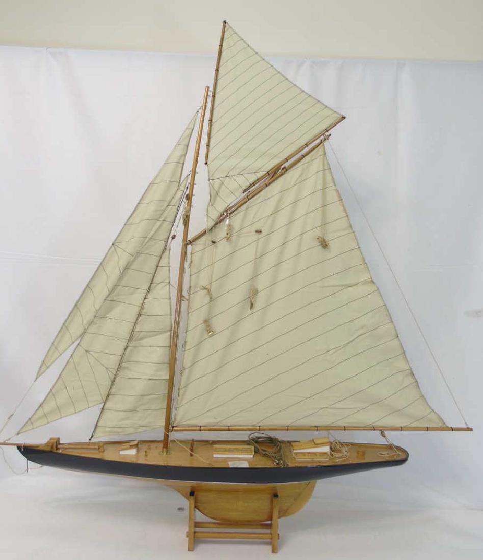 Brand New Navy Blue Model Mahogany Yacht w Sails (1 of 3)