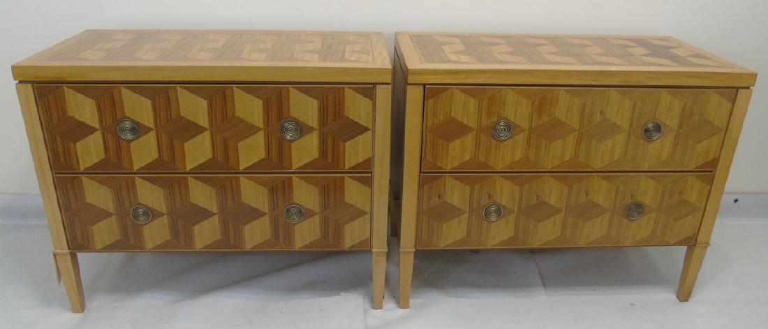 Pair Mid Century Modern Marquetry Chests of Drawer (1 of 4)