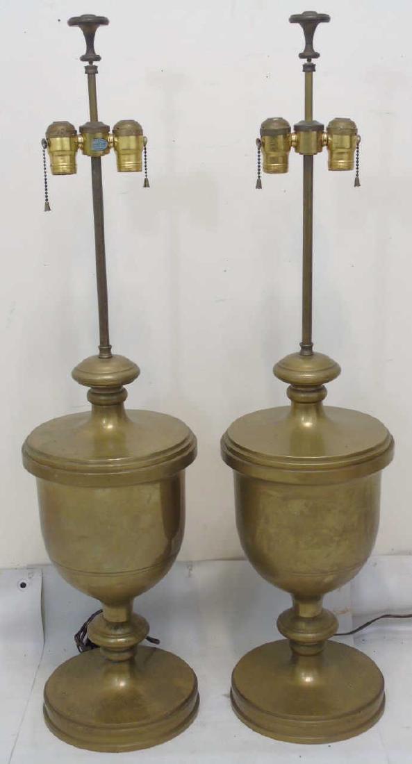 Pair Neo Classical Style Urn Form Brass Table Lamp (1 of 3)
