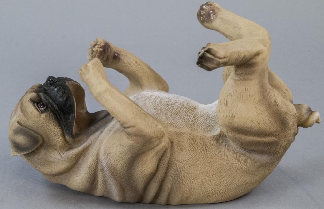 Figural Pug Dog Statue Wine or Champagne Holder: Figural Pug Dog Statue Wine or Champagne Holder. Bottle holder / caddy. Measures 10.5 inches in length.