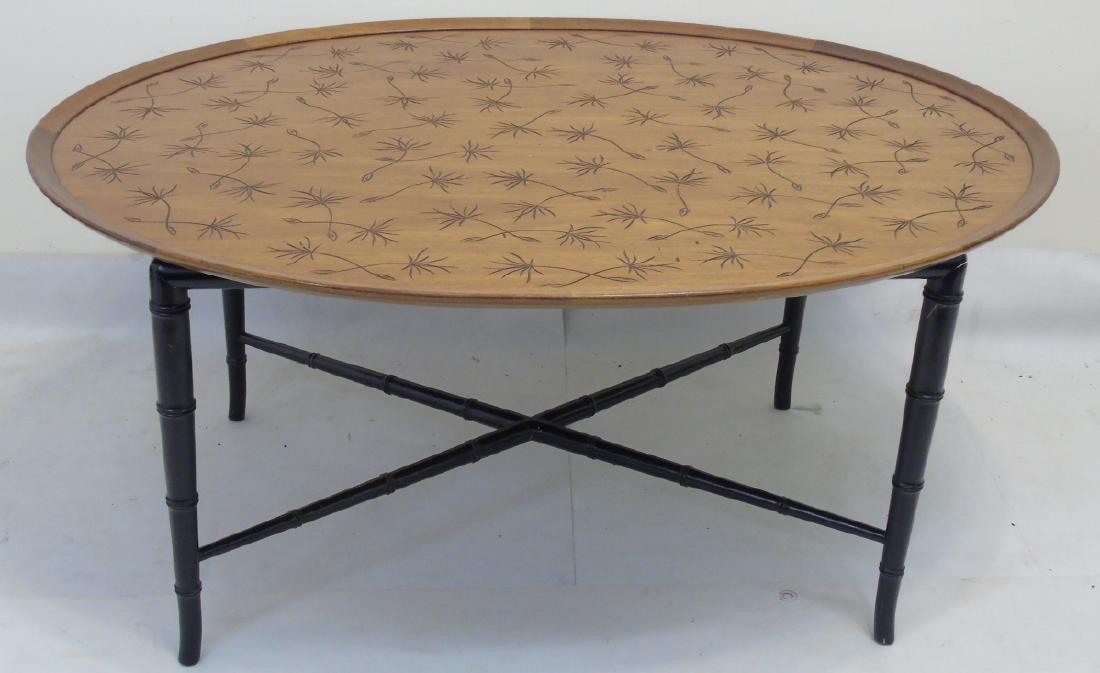 Contemporary Oval Cocktail Table w Bamboo Legs (1 of 3)