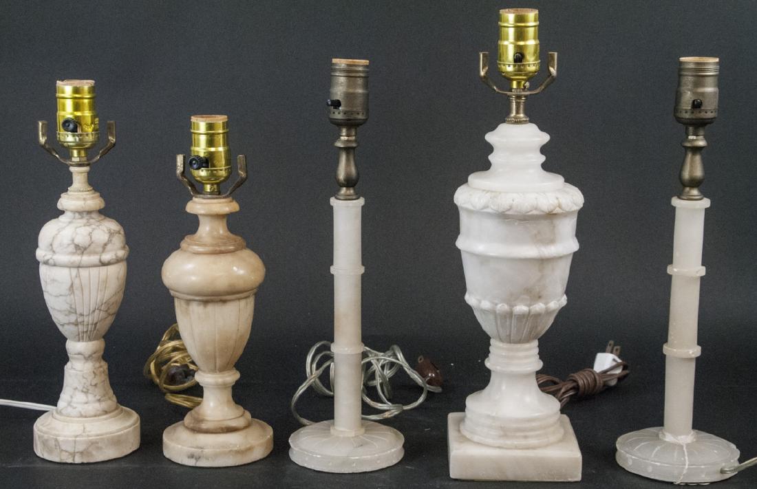4 Neoclassical Alabaster Marble Table Lamps (1 of 4)