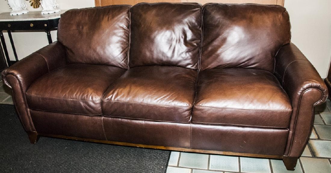 Traditional Style Brown Leather 3 Person Sofa (1 of 4)