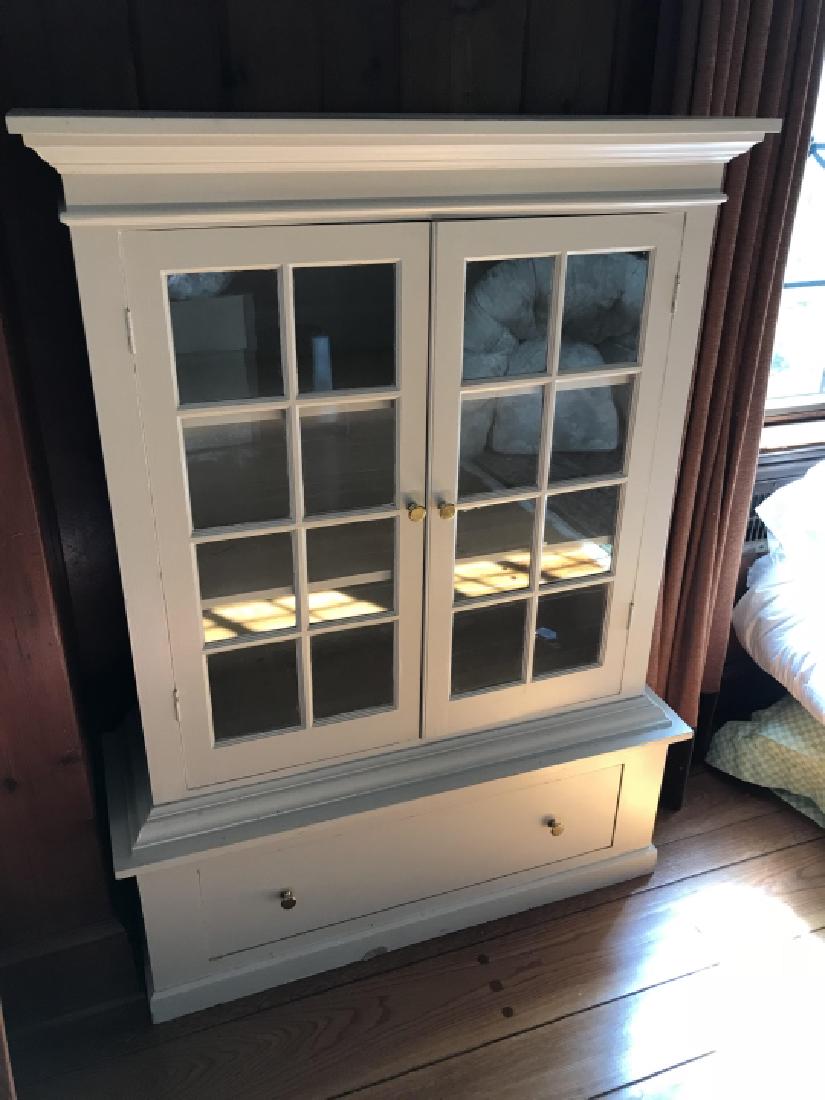 Painted Wood Curio Display Cabinet w Storage Base (1 of 3)