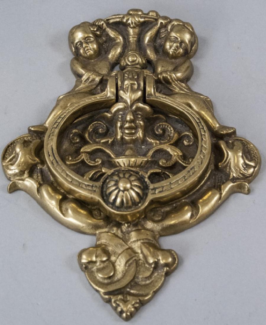 Large Antique Figural Door Knocker w Cherubs (1 of 7)