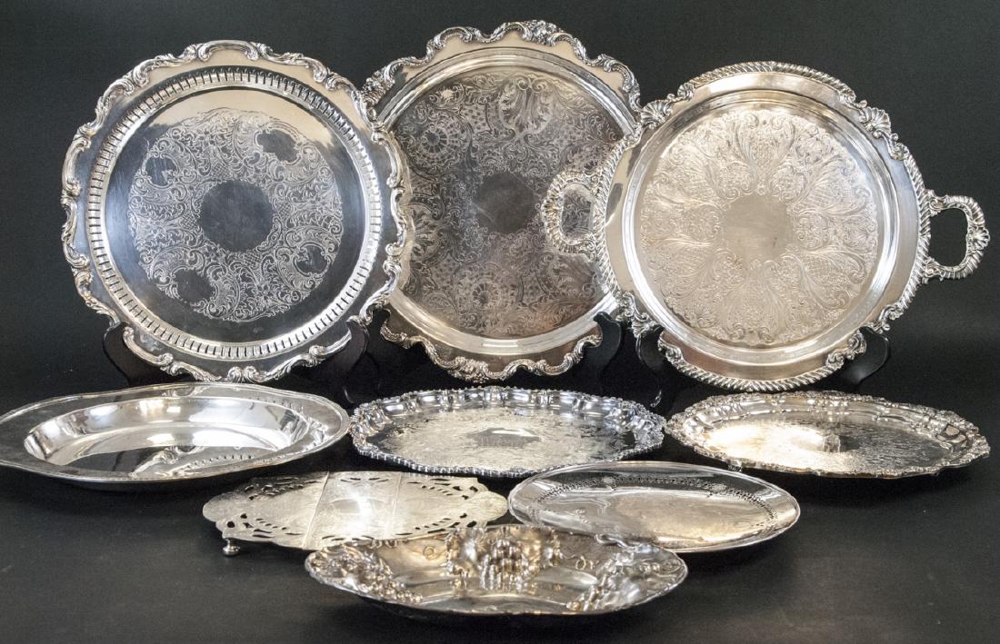 Lot of Silver Plate Serving Trays / Platters (1 of 7)