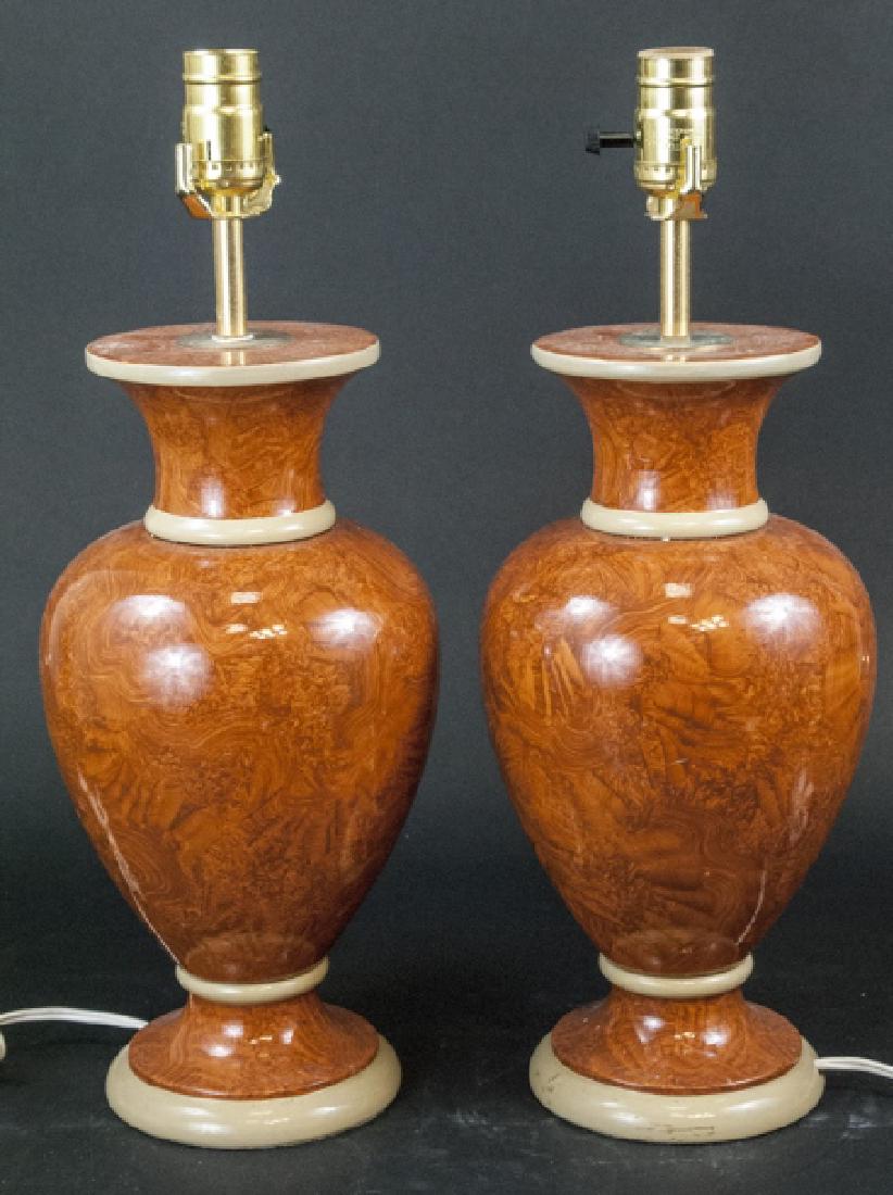 Pair Vtg Italian Marbleized Ceramic Table Lamp (1 of 6)