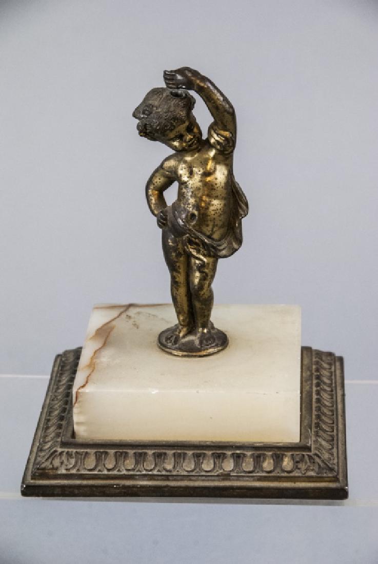 Antique Statue of a Cherub on a Carved Marble Base (1 of 6)