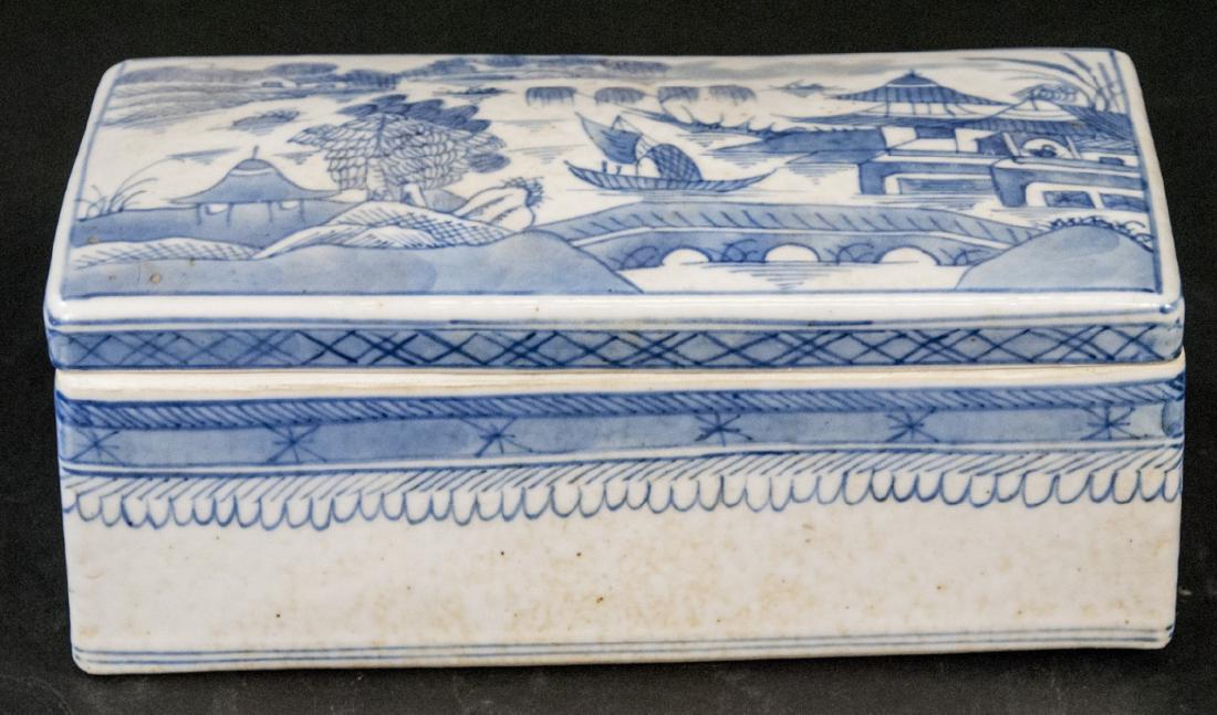 Chinese Canton Blue & White Porcelain Table Box (1 of 4)