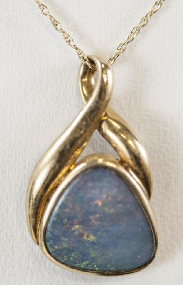Estate 14kt Yellow Gold Necklace & Opal Pendant (1 of 6)